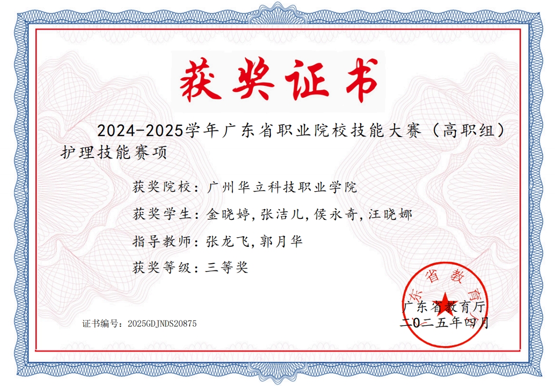 护理技能（三等奖，学生获奖）